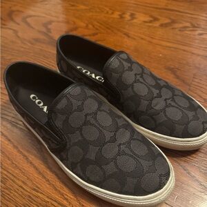 Coach women’s  Black Patterned Slip-On Loafers
